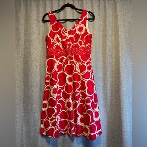 Boden Dark Pink and Cream Fabric